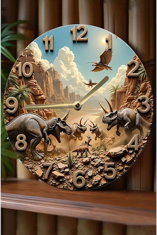 Sessiz Yuvarlak Ahşap Duvar Saati, Kuvars Hareketli 3d Görünümlü 2d Saat Sdw107 Renkli