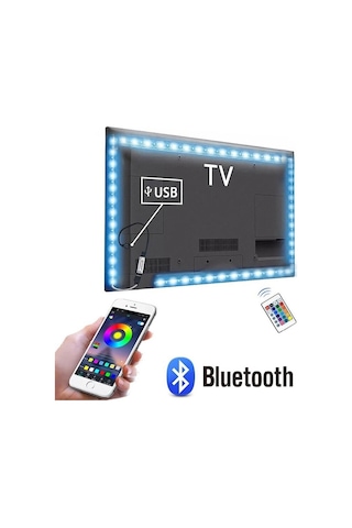 Telefon Bluetooth Kontrol Lcd Led Tv Için Tv Arkası Rgb Usb Şerit Led