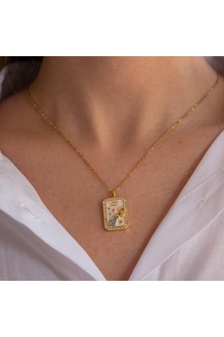 Çelik Kolye, Altın Kaplama Kova Burcu Kadın Kolye K-113 Altın