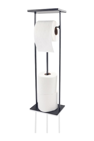 The Mia Tepsili Tuvalet Kağıdı Stand - Siyah - 54x15x12 Cm