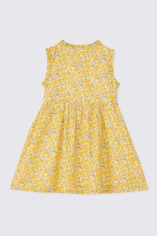 Panço Liberty Kumaş Kız Bebek Desenli Sarı Elbise