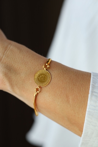 Yenigün Kuyumculuk 14 Ayar Altın Balıksırtı Zincirde 22 Ayar Çeyrek Altınlı Bileklik