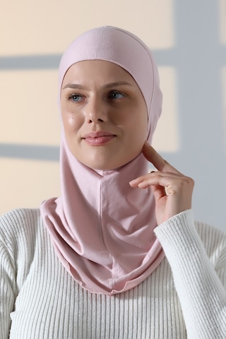 Pratik Boyunluklu Geçmeli Büyük Tesettür Bone - Pembe Pembe