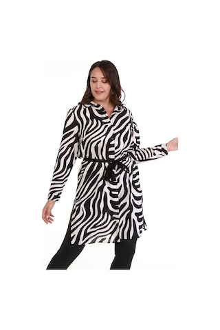 Yırtmaç Detaylı Gömlek Tunik-krem Krem