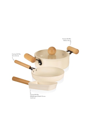 The Mia Cucina Di Mia İndüksiyon Tabanlı Seramik Sahan Tava Seti 4 Parça Çok Renkli