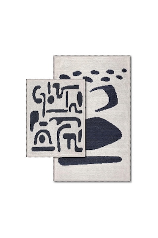 Coolshape Doğal Pamuklu 2'li Banyo Kilim Seti 60x100+50x60 Cm - Antrasit