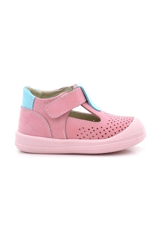 Rakerplus Shaun Hakiki Deri Pembe Mavi Cırtlı Anatomik Bebek Sandalet Pembe