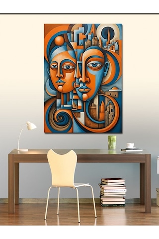 Kanvas Tablo Soyut İnsan Yüzleri Ve Şehir 50cmx70cm