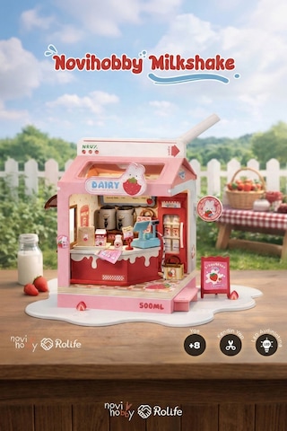 Milkshake Minyatür Maket Ev Seti Rolife Strawberry Milk Box