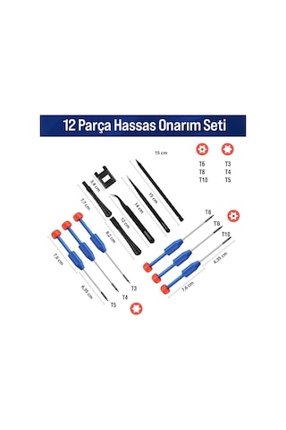 Wp200531 Hassas Tornavida Seti, 12 Parça, Cr-v Çelik, Torx, Magnetize Aparatlı, Elektronik Onarım