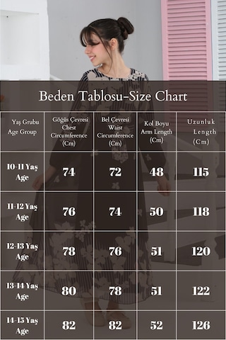 Kız Çocuk Astarlı Tam Boy Çiçek Desenli İç Göstermeyen Şık Ve Rahat Uzun Elbise Bej-beyaz