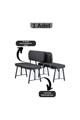 Elfin Mutfak , Yemek Odası Bahçe Balkon Otel Restoran Kafe Bench, Puf, Sırtlı Bench -1 Adet Siyah Siyah