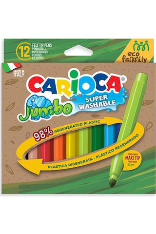 Carioca Jumbo Eco Family 12 Li Yıkanabilir Jumbo Keçeli Kalem 43461