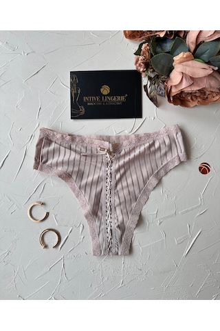 Lola Transparan Arkası Bağlama Detaylı Pamuklu Fantezi/günlük Kul Bej