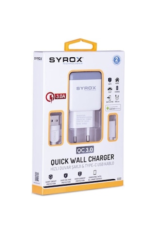 Syrox Type-C Quıck Şarj Cihazı 3.0 Amper Q32 (379919263)