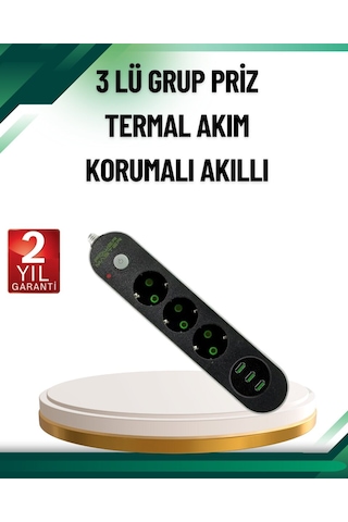Northcity Akım Korumalı Anahtarlı Usb Girişli Üçlü Priz - 3 Priz + 3 Usb Hızlı Şarj Diğer