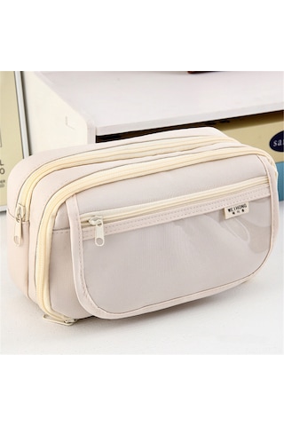 Kalem Çantası Tutucu Kalem Kutusu Büyük Kapasiteli Büyük Fermuarlı Kanvas Makyaj Çantası Toplu Kozmetik Tuvalet Malzemeleri Depolama