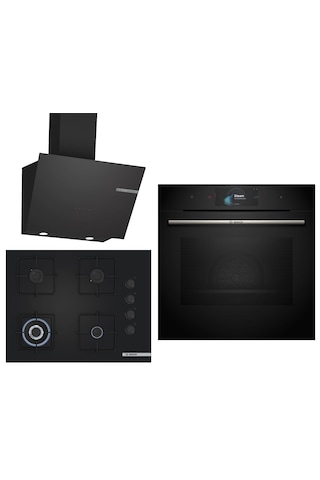 Bosch Black Deluxe HSG7584B1 Buharlı 4D Hot Air 3D Fry - POH7C6P31O 67 CM Wok Bek - DWK66PJ60T 3 Lü Ankastre Set 614
