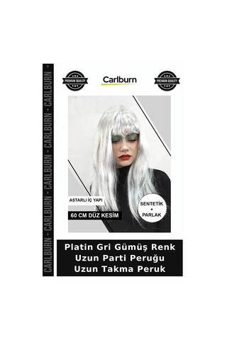 Platin Gri Gümüş Renk Uzun Parti Peruğu Uzun Takma Peruk Değişim Aracı Gece Takısı Kombin Parçası +3