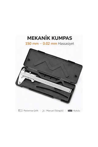 Senbang 150 Mm Mekanik Kumpas 0.02 Mm Hassasiyet Paslanmaz Çelik Sürgülü Manuel Kumpas Kutulu