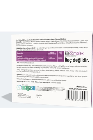 Proftürker B12 Complex 30 Dilaltı Tablet