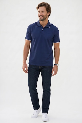 Tudors Erkek Regular Fit Klasik Kesim %100 Pamuk Kısa Kollu Çizgi Detaylı Lacivert Polo Yaka Tişört-50851