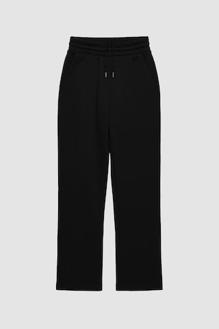 Siyah Geniş Paça Ön Dikiş Detaylı Battal Büyük Beden Kadın Eşofman Altı - 94654 Siyah