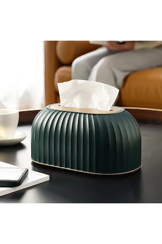 Koyu Yeşil-lüks İskandinav Çizgili Doku Kutusu Tutucu Yüksek Dereceli Tuvalet Kağıdı Kutusu Masa Peçete Tutucu Araba Kağıt Mendil Ev Dekorasyon