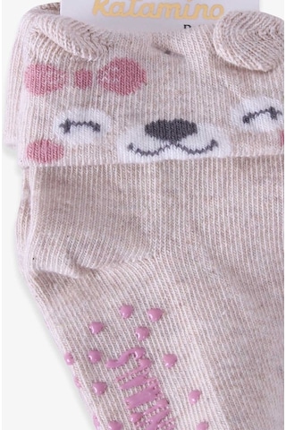 Breeze Kız Bebek Soket Çorap Abs Li Hayvancık Desenli Bej (6 Ay-2 Yaş)