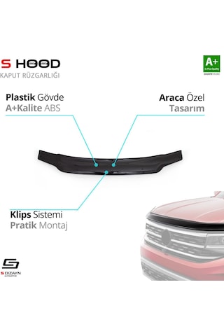 S-dizayn Volkswagen Caddy Abs Plastik Kaput Rüzgarlığı 2004-2010 A+kalite