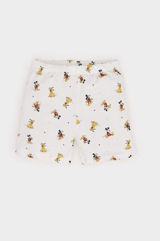 DeFacto Erkek Bebek Disney Mickey & Minnie Pijama Takımı Kısa Kollu Penye Üst Beli Lastikli Şort E1185A525HSER233 Ekru