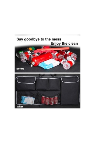 Ulzyvf Büyük Kapasiteli Suv & Kamyonet Bagaj Organizatörü - 4 Cep + 2 File Bölmeli Su Geçirmez Çanta