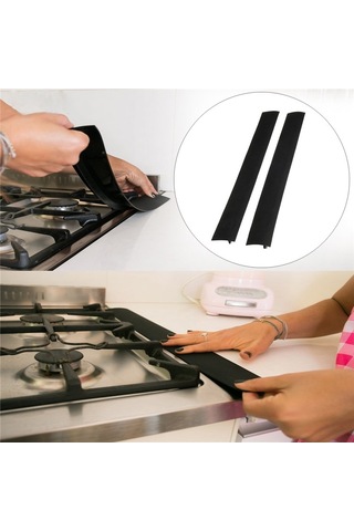 Cbtx Gaz Sobası Yarık Şerit Zehirli Toz Geçirmez Su Geçirmez Mutfak Siyah Sızdırmazlık Şeridi, Boyut: 53.5 5 1cm Siyah