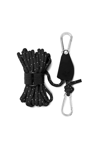 Yifomall Alüminyum Nylon Tente/perde Sabitleyici, Kayar Tekerlekle Rope Uzunluğu Ayarlayıcı, 6mm Kalın Siyah Büyük Boy 5m Siyah