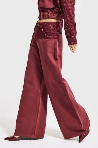 Itsbasic Kadın Bordo 6s6-35 Palazzo Fit Çift Parça Kumaş Özel Tasarım Denim Jean