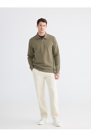 Lcwaıkıkı Classic Yeşil Polo Yaka Erkek Sweatshirt