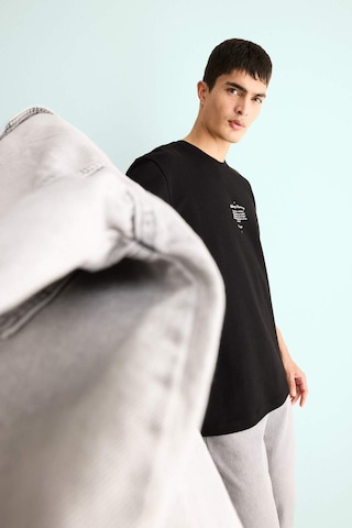 Defacto Regular Fit Bisiklet Yaka Baskılı Kısa Kollu Tişört F3475ax25aubk81 Siyah