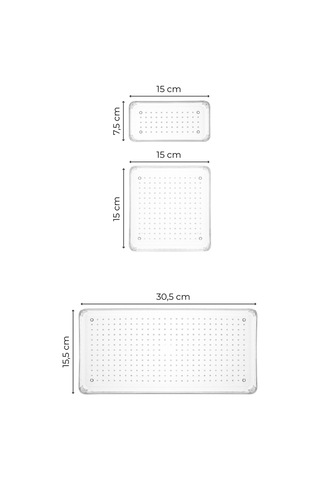 Vienev 4lü Şeffaf Çekmece Içi Düzenleyici Organizer 1x B.dkdrtgn, B.kare 2x K.dkdrtgn