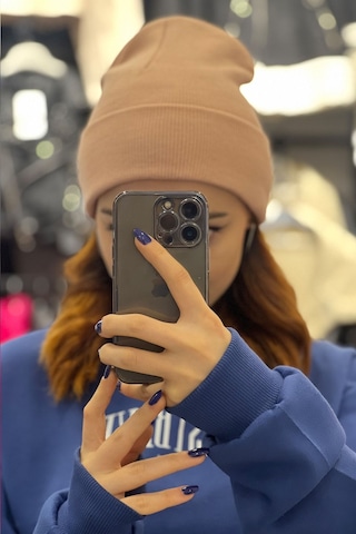 Unisex Kışlık Pudra Katlamalı Bere Pudra