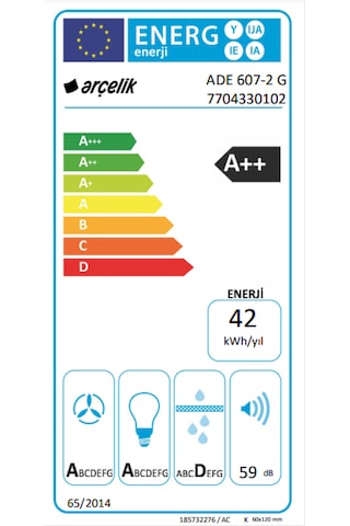 Arçelik ADE 607-2 G Ankastre Duvar Tipi Davlumbaz