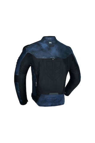 Prosev Falcon Motosiklet Montu 4 Mevsim Maxdura 600-d Dayanıklı Kumaş Deri Motorcu Mont Dark Blue