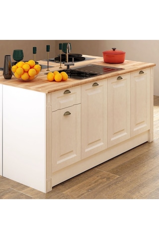 180 Cm Sherry Ada, Modern Mutfak Adası, Mutfak Yemek Masası, Bar Masası, Çok Amaçlı Çekmeceli Ada Beyaz