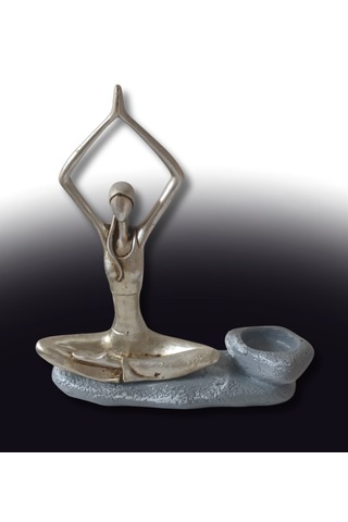 Yogacı Kız Polyester Çubuk Tütsülük Ve Tealight Mumluk Gümüş 0