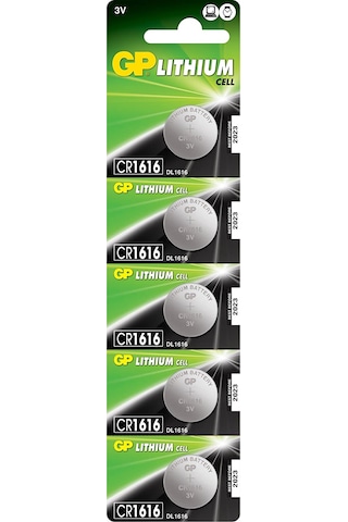 GP CR1616 3V Lityum Kartela Düğme Pil 5'li