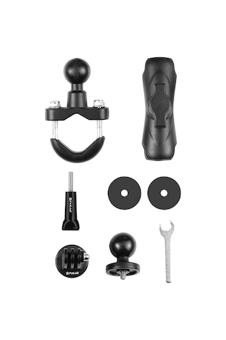 Geeroyoo Motor Gücü Ve Bisiklet Gövdesi İçin Hareketli Kamera Tutucu - 360 Döner Çift Top Başlı - 3,6cm Çaplı Çubuklara Uyumlu - Siyah Abs Malzeme