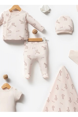 By Bubbles Unisex Desenli 10'lu Hastane Çıkış Seti Ekru Zürafa