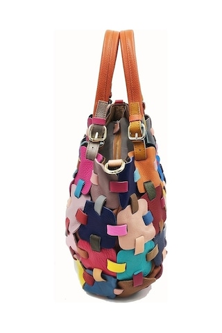 Shidai888 Renkli Patchwork Büyük Kapasiteli Tote Çanta, Çok Renkli