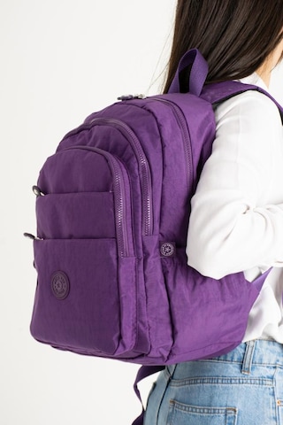 Unisex Okul Çantası Klinkır Kumaş Sırt Çantası Çok Cepli Hafif Yağmur Geçirmez 42 30 Cm Mor