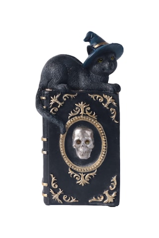 Homyl Kitaplık, Şömine Ve Masa Üstü Için Cadı Kedi Heykeli 11cmx6,5cmx21,8cm