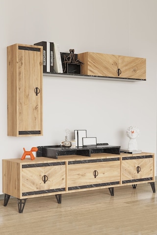 Modalife Avrupa 186x43 Üst Raflı TV Ünitesi Atlantik Çam